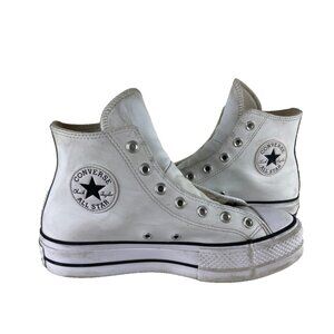 Converse White Leather Platform Chuck Taylor All Star Womens Sz 8 Sneakers